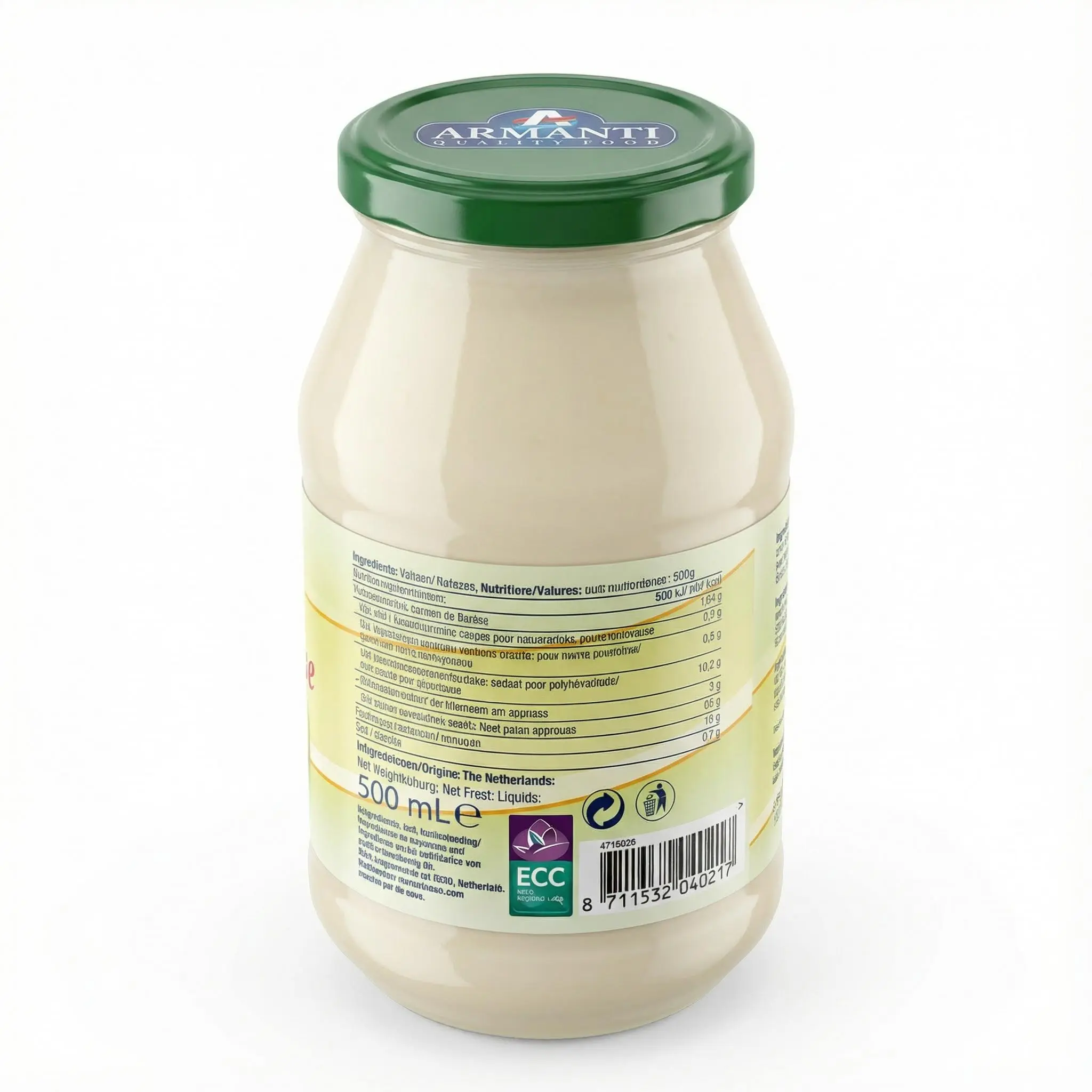 informations nutritionnelles mayonnaise Armanti en bocal